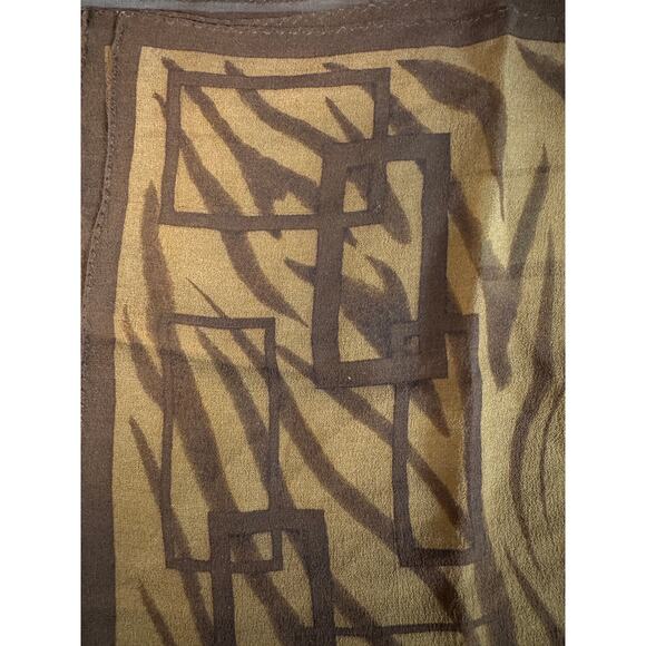 Vintage Silk Scarf Brown and Cream Abstract - Picture 2 of 3